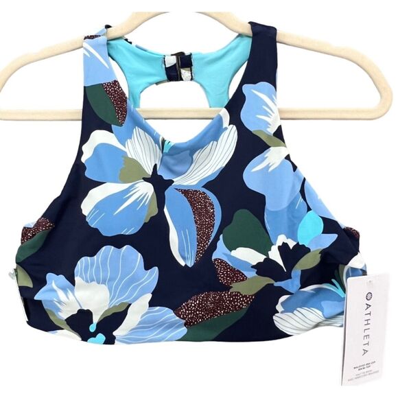 Athleta Other - Athleta Bikini Top Womens 38 B/C Blue Floral Maldives Bra Cup Adjustable UPF 50+